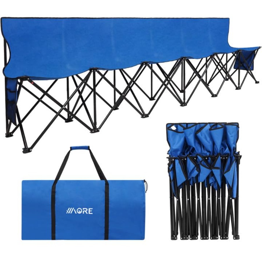 Outdoor Sport Bench - Portable Folding Bench 6 Seats Outdoor