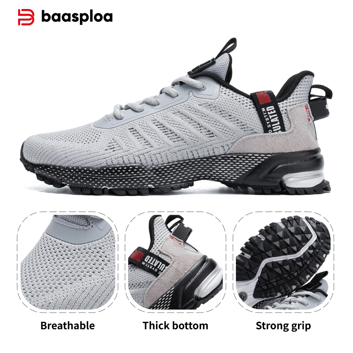 Outdoor Sport Court - Baasploa Men Running Shoes Classic Breathable