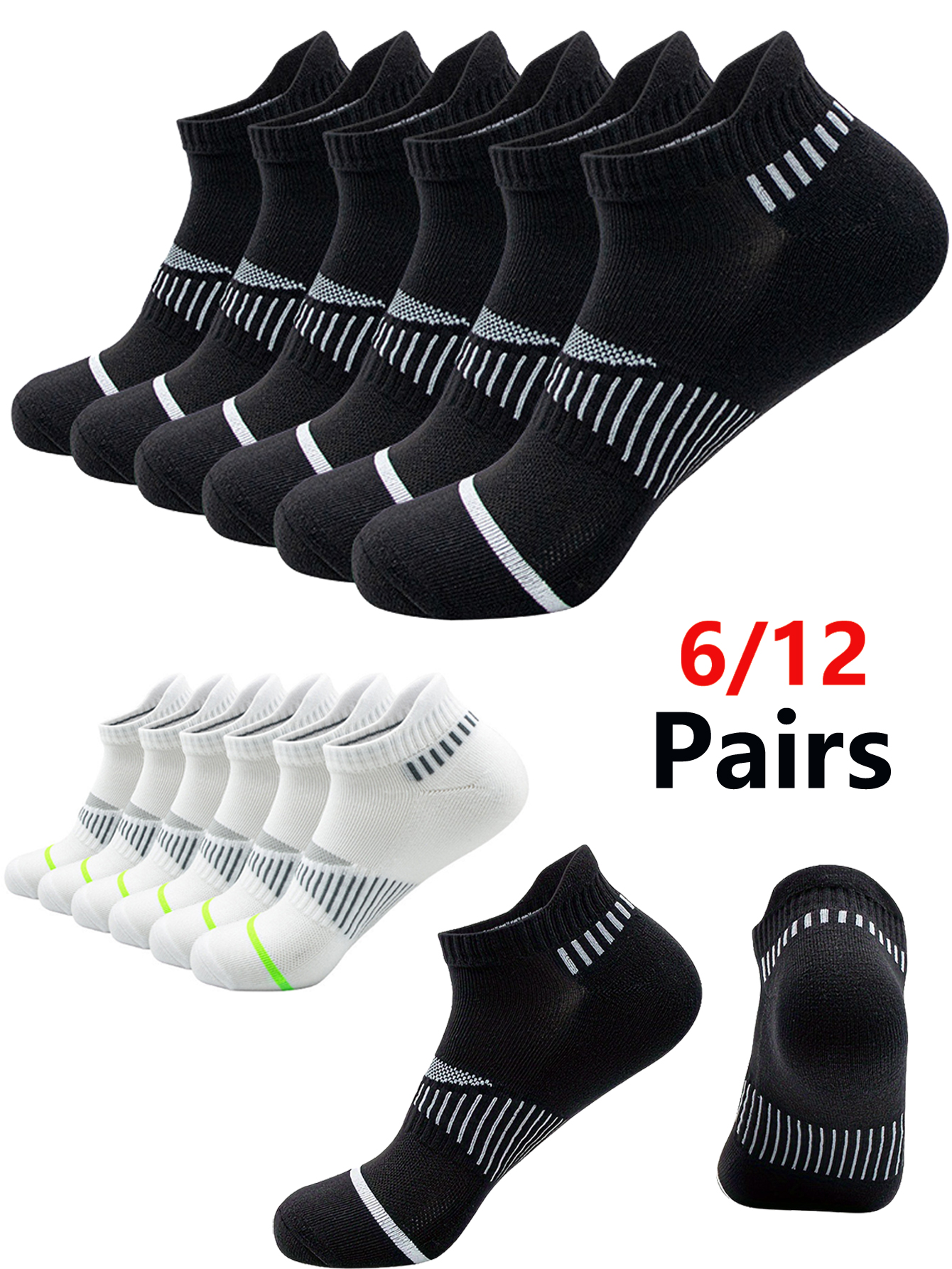 Outdoor Sports Activities - 6/12Pairs Classic Crew White Men's Socks