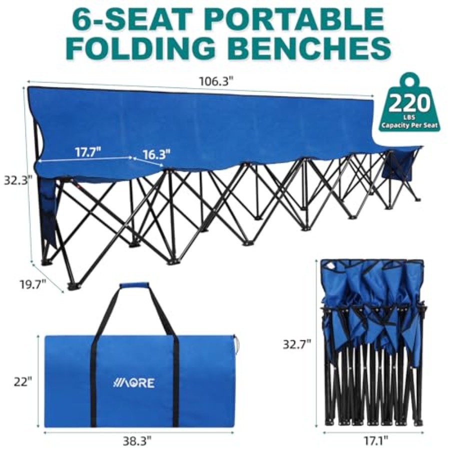 Portable Folding Bench 6 Seats - Outdoor Sport Bench のレビューと価格